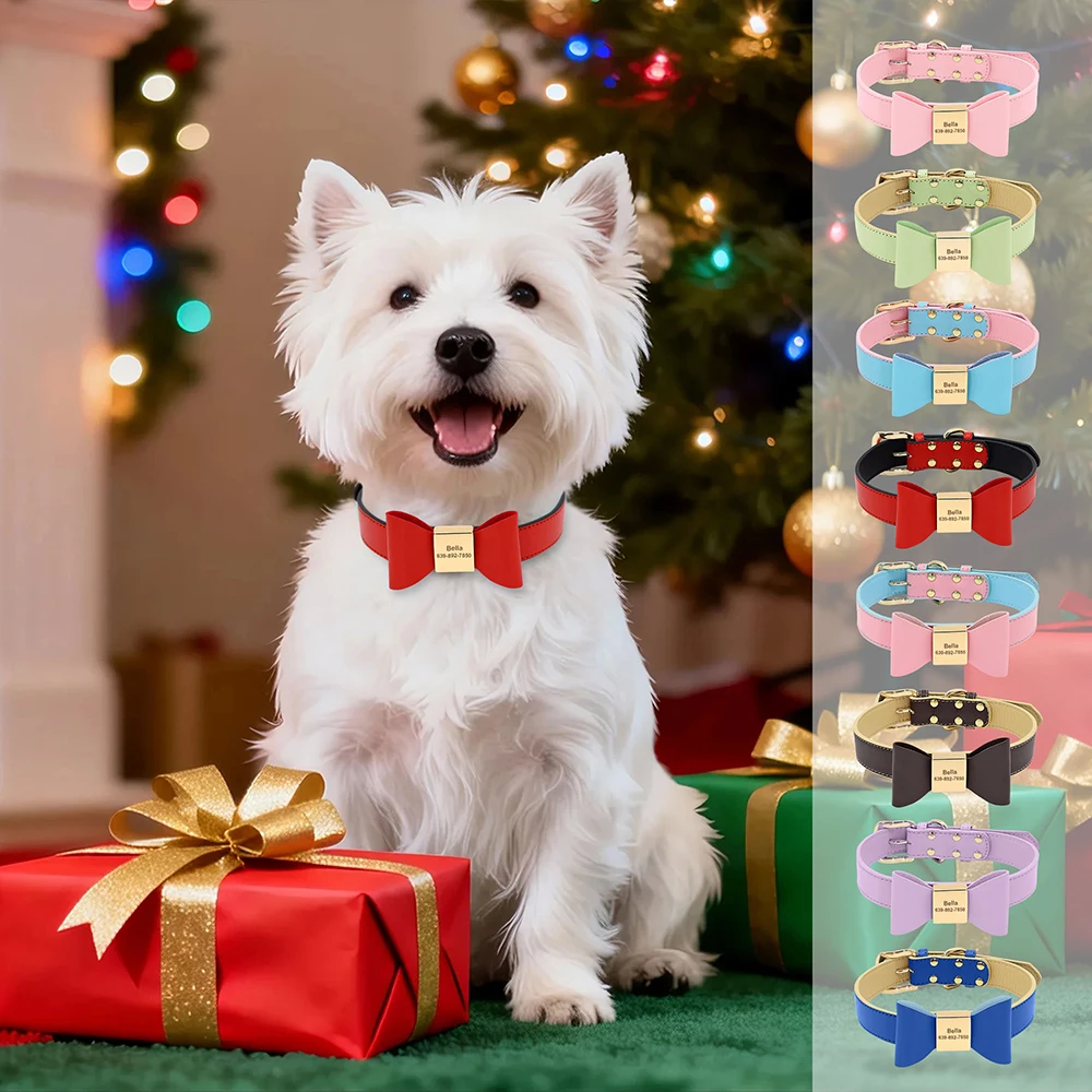 collar personalizado nombre perro collar lazo cuero pu suave cachorros gatos collares identificación antipérdida perros pequeños medianos grandes