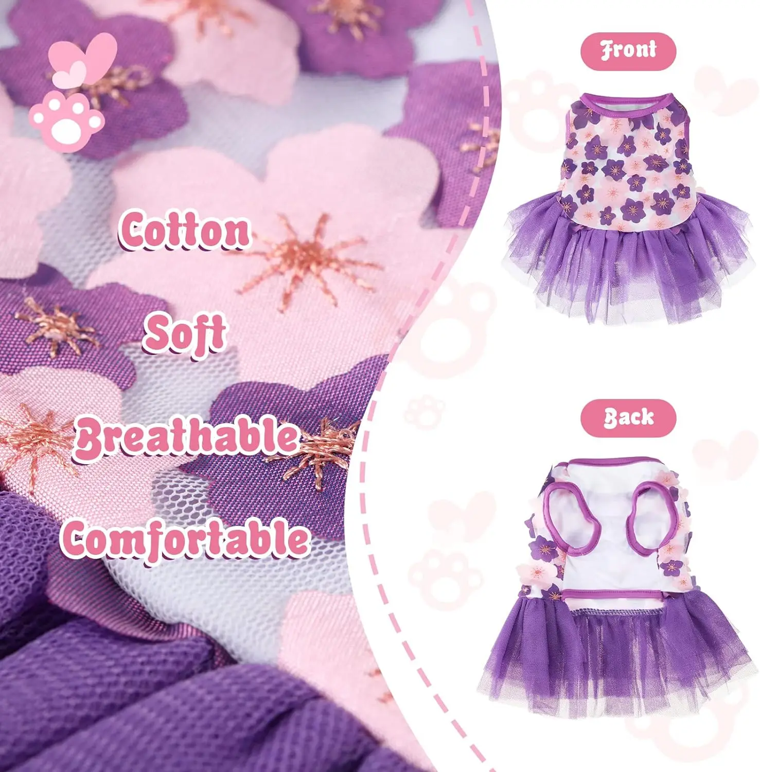 Vestido bonito para perro y niña, falda de tul de encaje de princesa con lazo, vestido tutú con volantes para perros pequeños, gatos, Chihuahua York, ropa de verano para cachorros - imagen 3