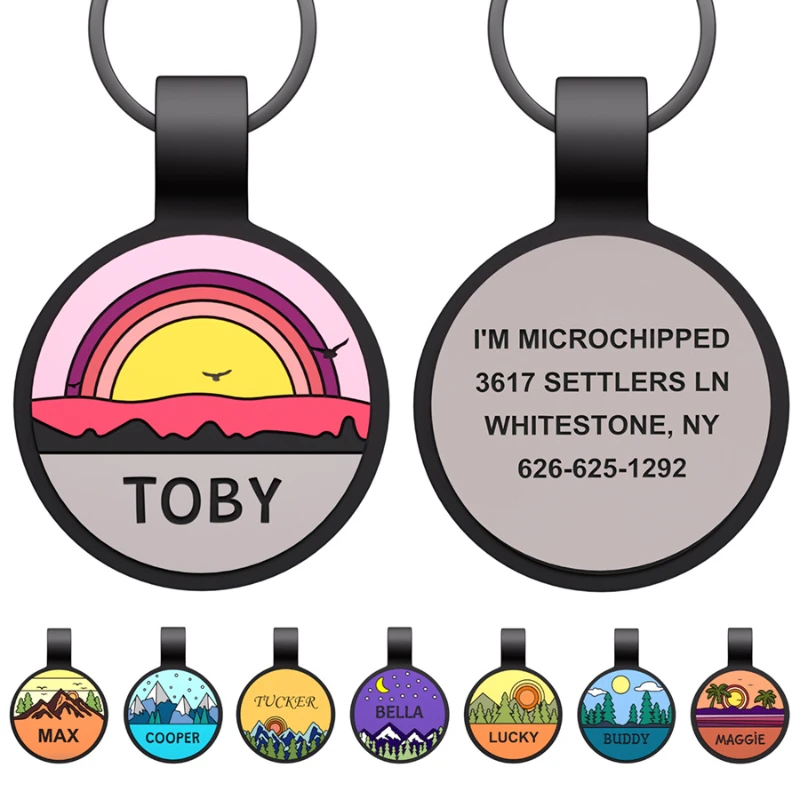 Etiqueta antipérdida para mascotas de forma redonda, Collar para perro y gato, etiqueta de nombre, accesorios personalizados para perros, etiquetas de identificación personalizadas para mascotas, colgante - imagen 2