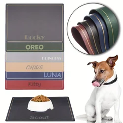 Tapete impermeable para comida de perro con nombre grabado – Limpieza fácil