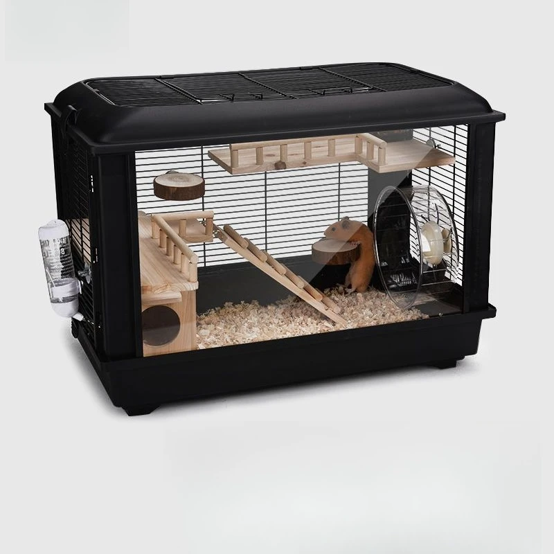 Jaula para hámster de oso dorado para mascotas pequeñas, transparente, gran espacio, acrílico, visualización, alimentación, Villa, fácil de limpiar, productos para mascotas, accesorios - imagen 2