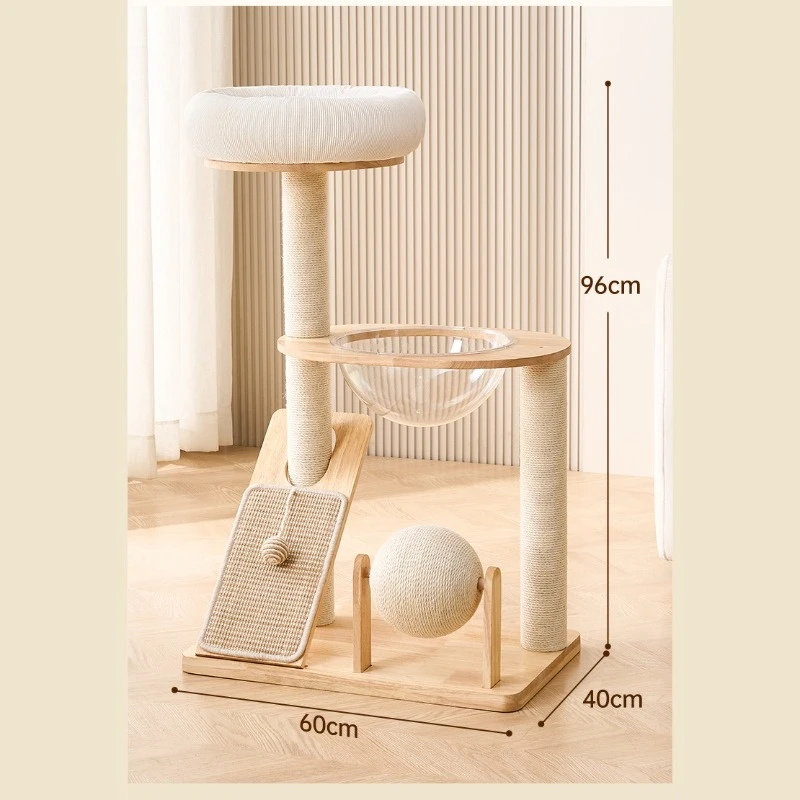 Árbol para gatos de madera maciza, torre creativa para gatos, rascador para gatitos, muebles de juguete, cama para gatos, accesorios para árboles, suministros de entrenamiento para gatos - imagen 5
