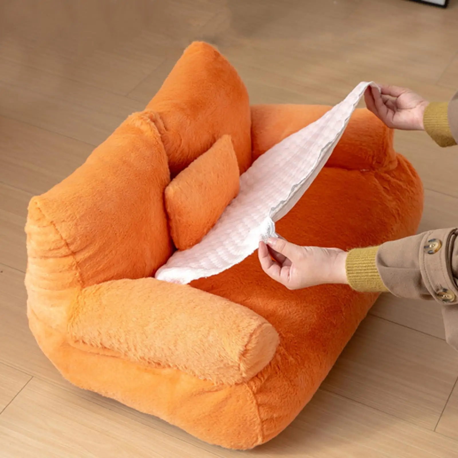 Cat Sofa Pet Lounger Velvet Nest with Pillow Non Slip Comfortable Sofa Bed Pet Couch for Kittens Puppy Indoor Cats All Breed