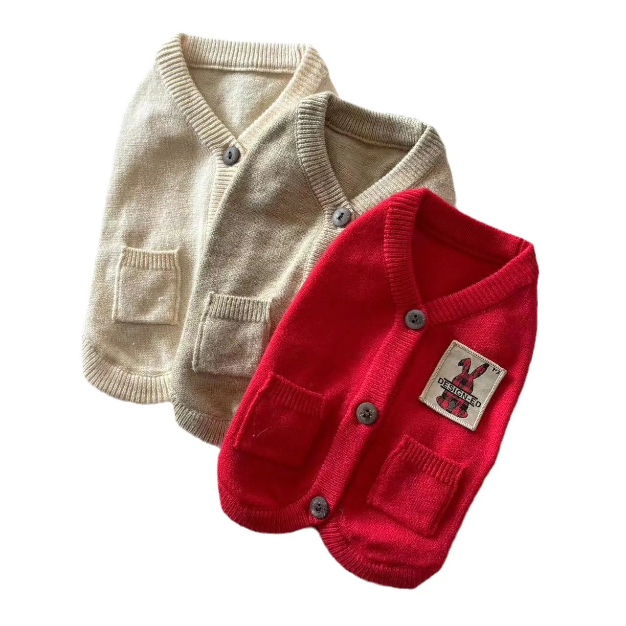 Chaleco de Cachemira tejido para otoño/invierno para mascotas, suéter de otoño/invierno, cárdigan, abrigo rojo de Navidad cálido y cómodo, suéter para perros pequeños - imagen 5