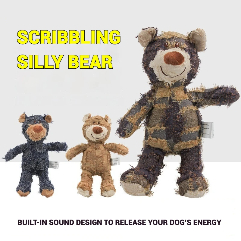 Juguete interactivo para perros con sonido oso peluche masticable - imagen 4