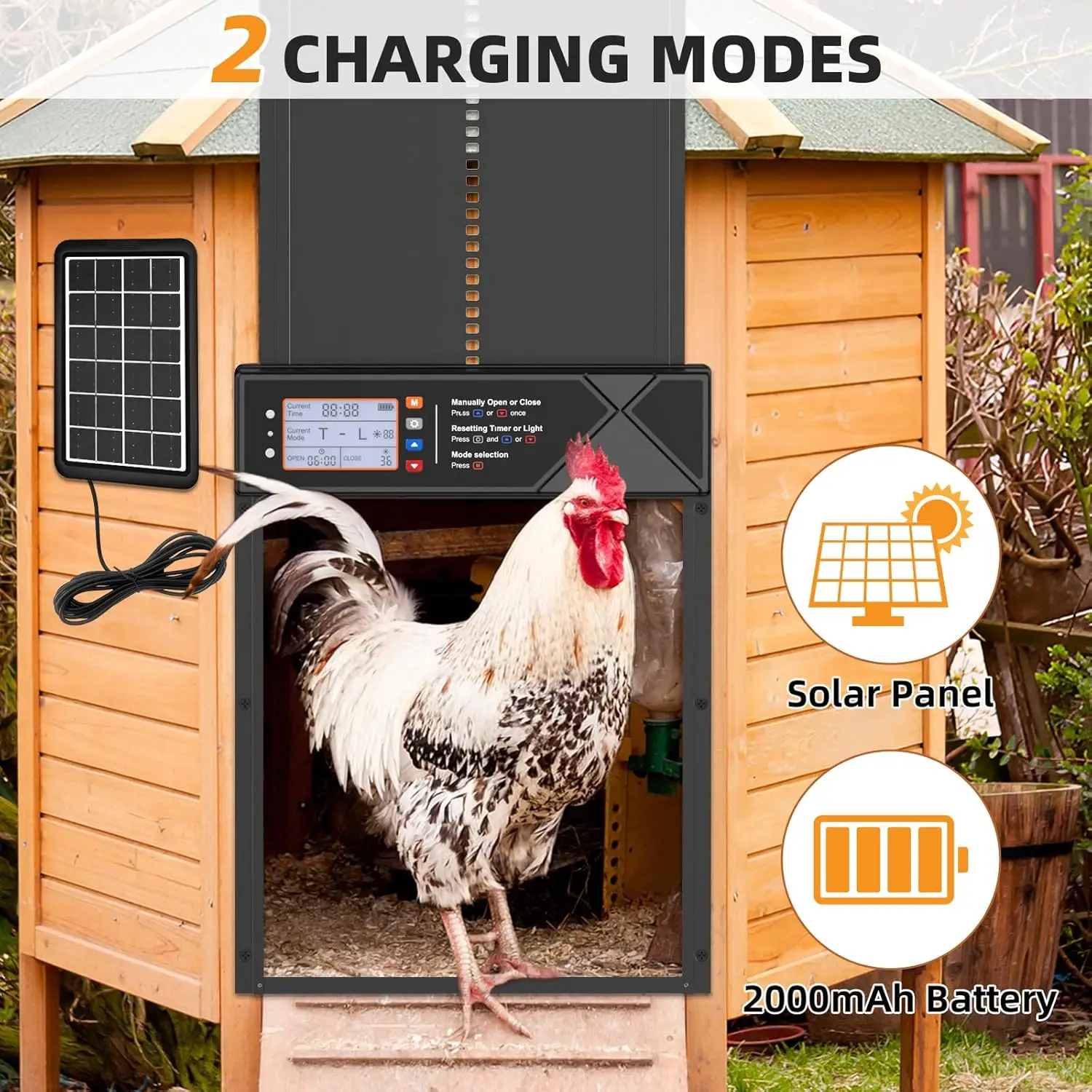 Puerta automática solar para gallinero con temporizador – Aluminio - imagen 3