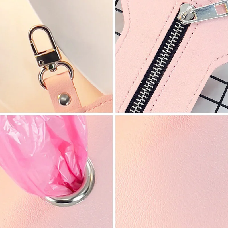 Soporte portátil para bolsa de excrementos de perro de PU, dispensador de bolsas de basura para mascotas en forma de hueso para perros, dispensador de bolsas de basura para mascotas con 1 rollo de bolsa para excrementos - imagen 5