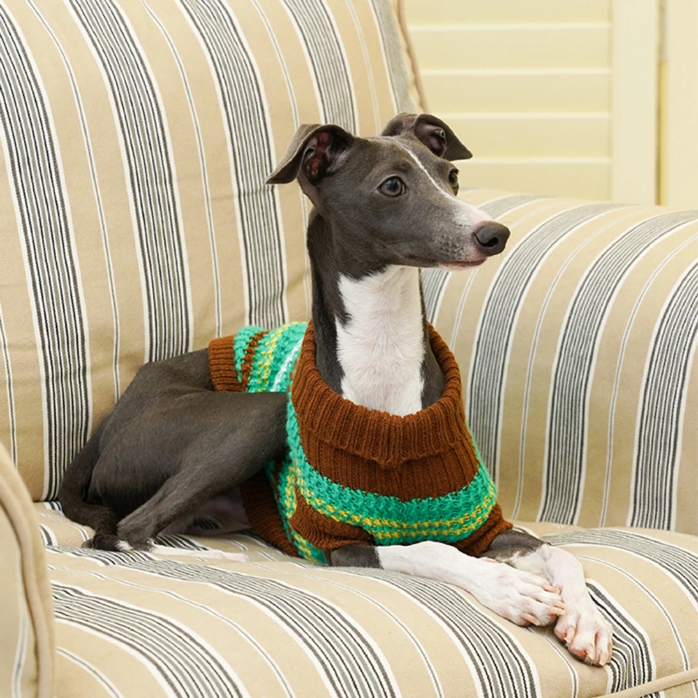 Camiseta a rayas hecha a mano para perros pequeños, abrigo elástico de manga corta para Italia, galgo, Whippet, suéter suave, pijamas para perros - imagen 2