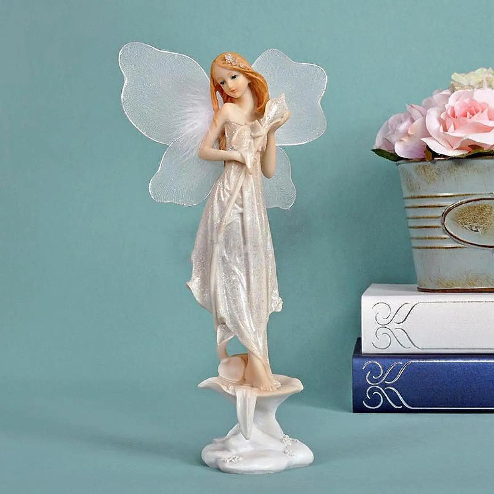 Fairy Statue Decorative Figurine European Style Tabletop Ornament Sculpture for Desk Entrance Table Centerpiece Shelf