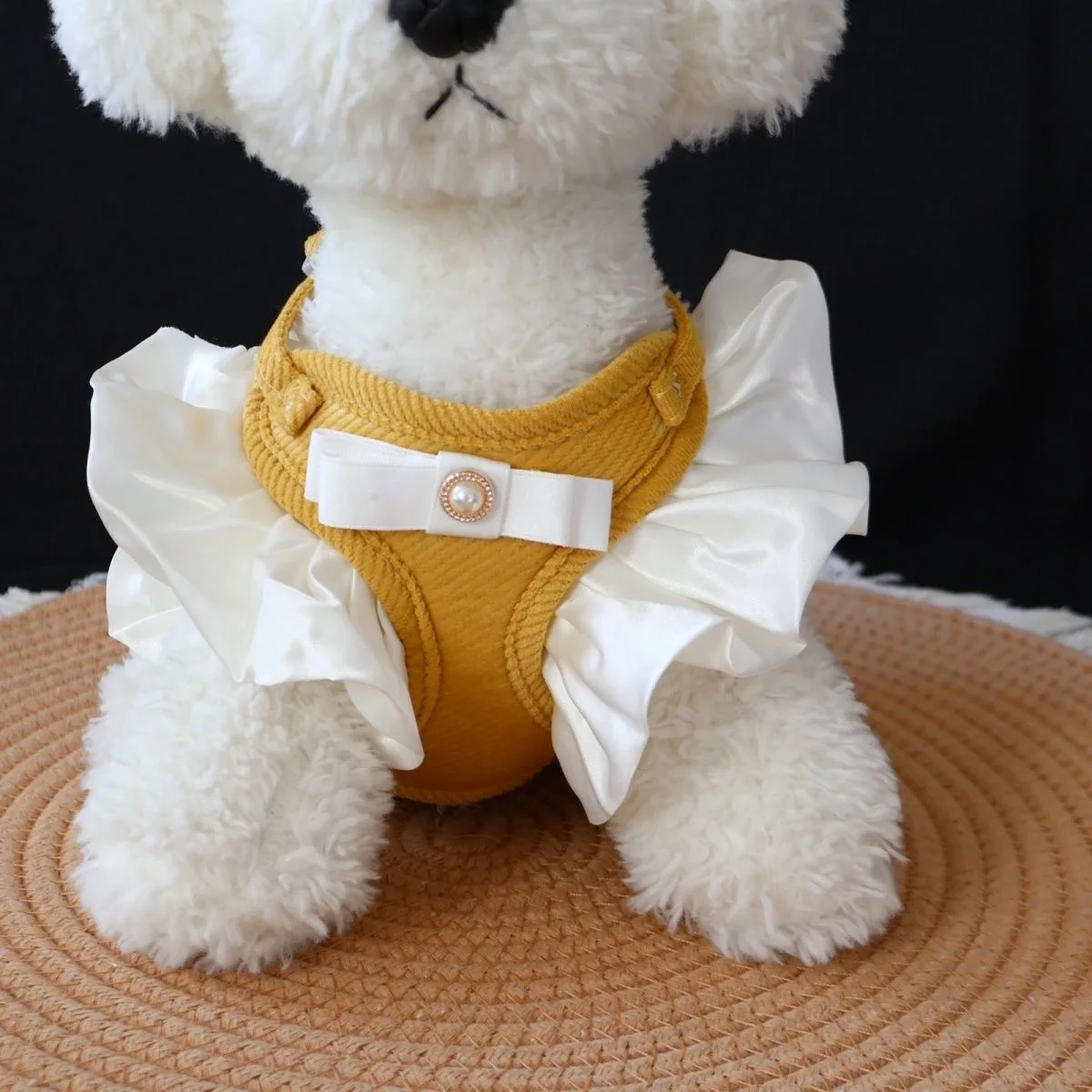 Arnés Kawaii con volantes para cachorros, arnés para perros pequeños, gatos, plomo para caminar para Bichon Frise maltés, suministros de entrenamiento para perros de peluche - imagen 3