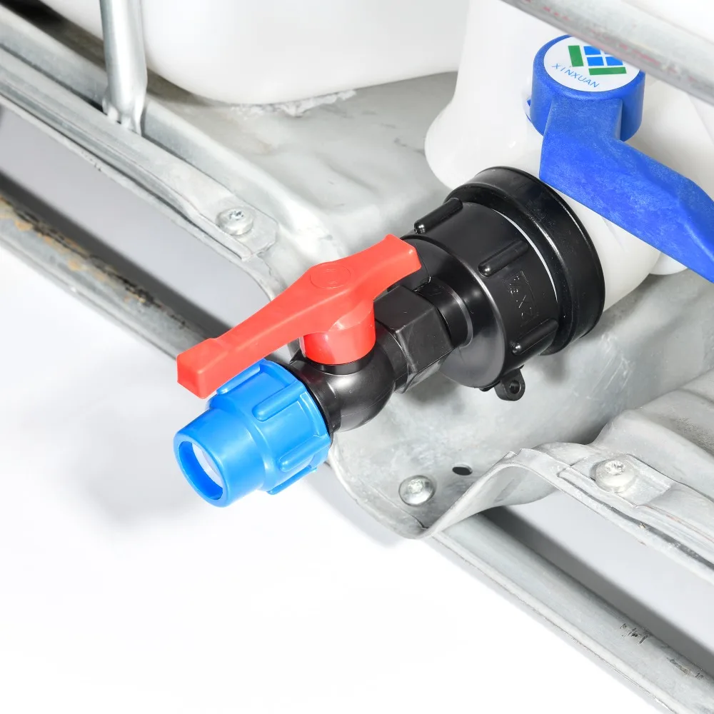 Adaptador de tanque Tote IBC de 264Gal, conector de manguera de S60x6 a 25mm y 32mm, válvula de conexión rápida para recolección de agua de lluvia, riego de jardín - imagen 4