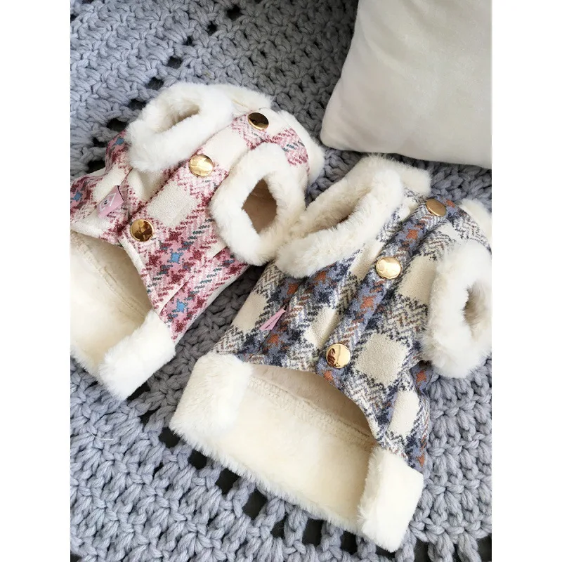 Ropa de terciopelo de tracción para perros, ropa de invierno para mascotas, cachorro de peluche, perro pequeño, Bigbear, ropa para gatos de Pomerania, productos para mascotas de otoño e invierno - imagen 2
