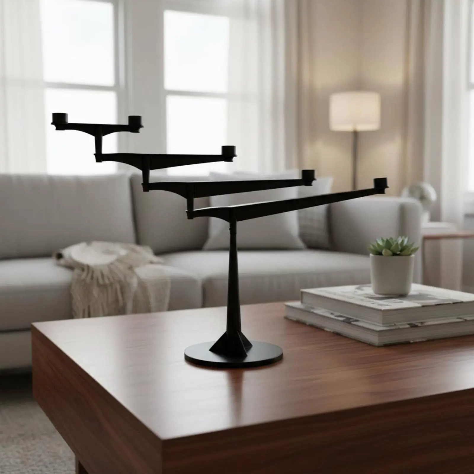 Portavelas metálico para centro de mesa moderno salón - imagen 4