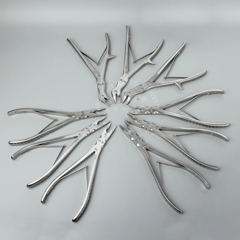 Rongeur médico de doble articulación, acero inoxidable, doble acción, hueso, 180mm, 240mm, instrumentos ortopédicos veterinarios