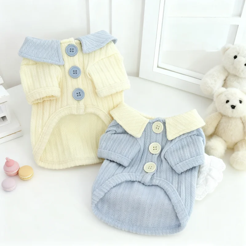 Chaqueta bonita con solapa para perro, abrigo cálido de invierno, ropa para perros, sudaderas con capucha sólidas a la moda para cachorros, chaqueta cárdigan suave Simple para gato, abrigo, ropa para mascotas