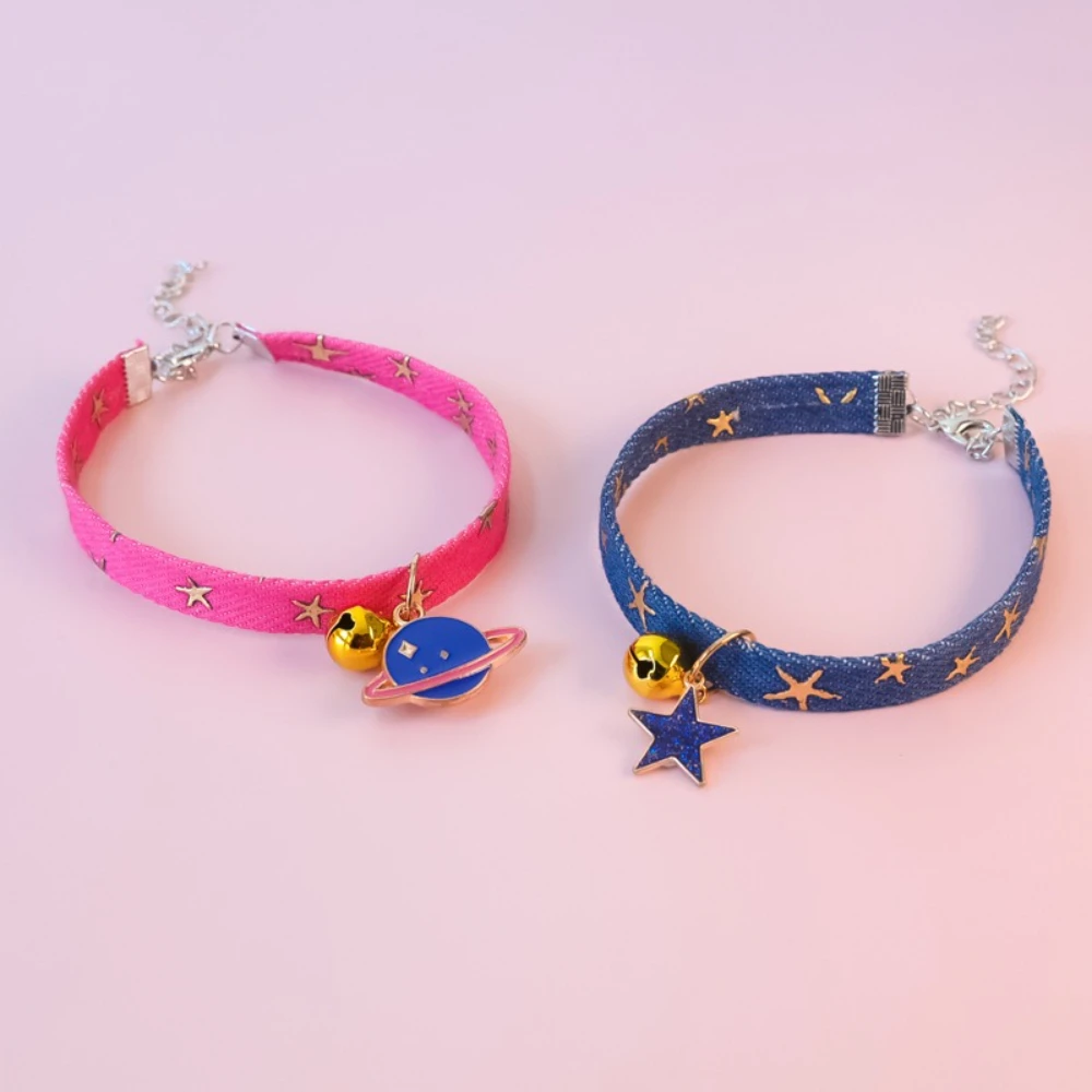 Collar para gatos y perros con campana, hebilla seguridad, estrella mezclilla - imagen 2