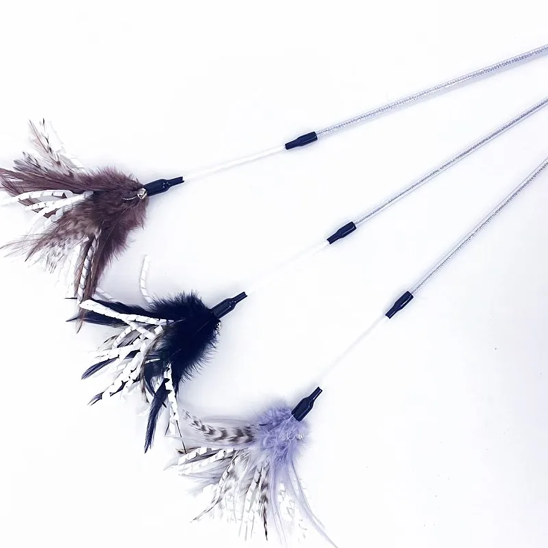 Juguete interactivo para gatos con plumas, mango largo y cascabel - imagen 5
