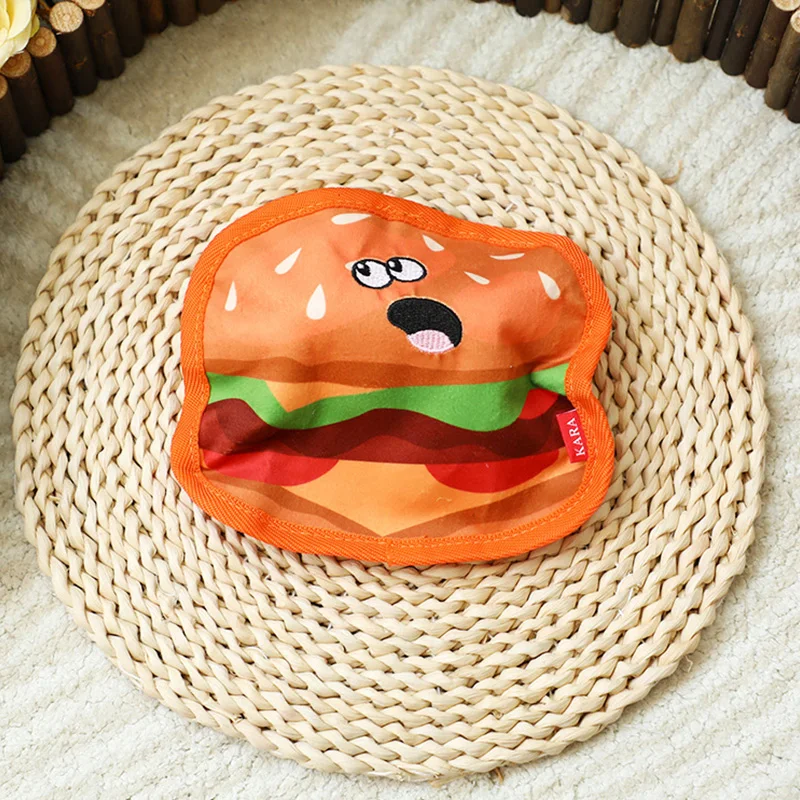 Juguetes para perros resistentes a mordeduras, juguete para masticar para perros en forma de hamburguesa, juguetes interactivos con sonido para cachorros, bonito juguete para mascotas para perros, suministros para mascotas