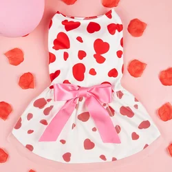 Vestido con tul, lazo rosa y corazón para perros y gatos