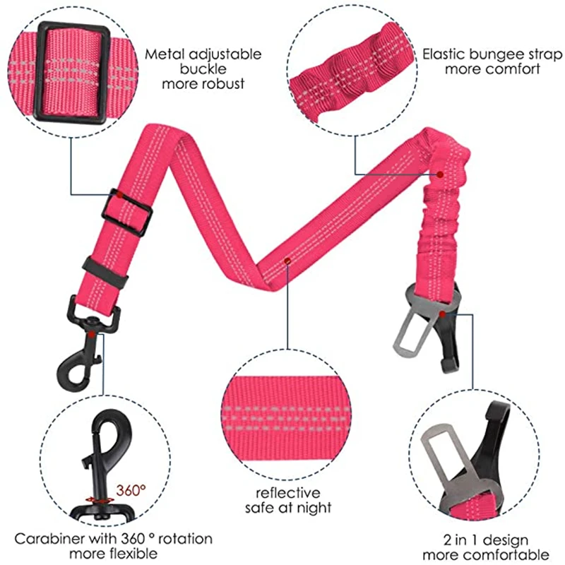 Correa de seguridad de coche para perro, correa elástica retráctil para viaje, suministros de seguridad para vehículos grandes - imagen 3