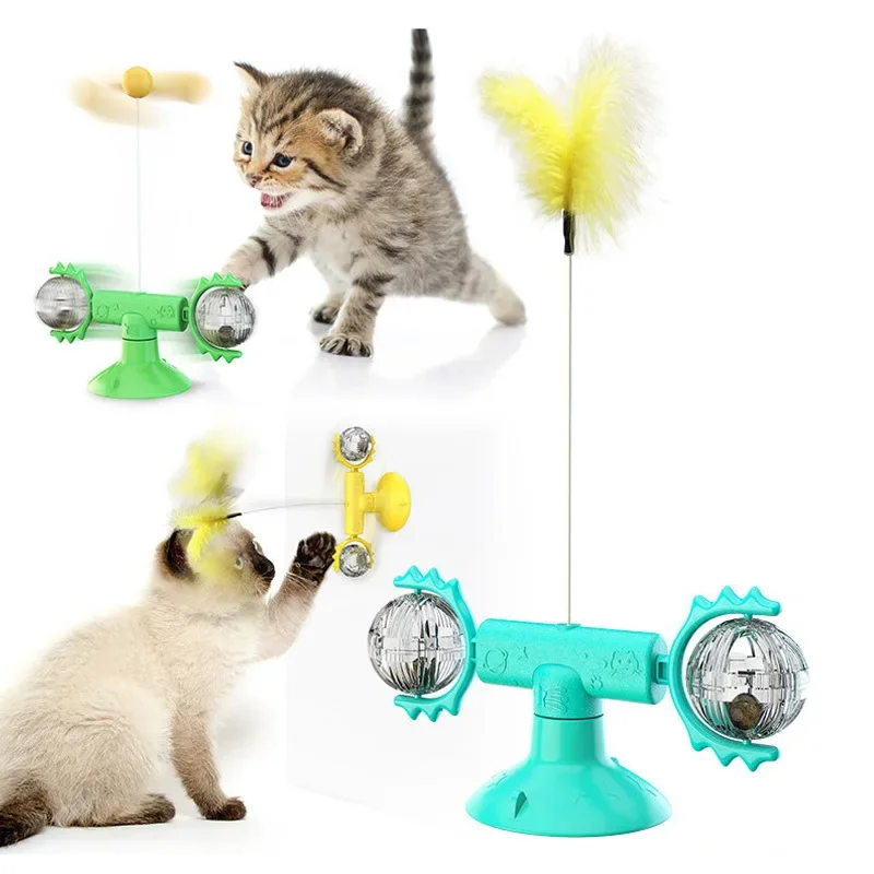 Juguete interactivo divertido para mascotas, bola giratoria para interiores, palo para gatos, alivia el estrés, juguetes para gatos con ventosa - imagen 2