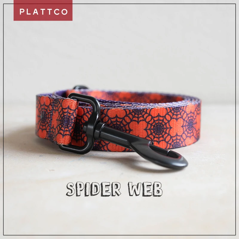 PLATTCO correa de perro de nailon de imitación personalizada SPIDER WEB correa de perro pequeña mediana grande 5 tamaños PDL336