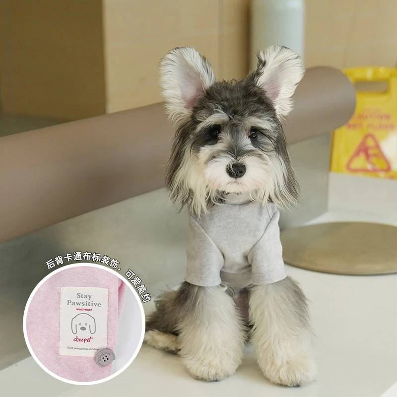 Camisa básica de cuello alto de Color sólido para otoño/invierno, camiseta de invierno de peluche, ropa para perros pequeños con dos patas - imagen 3