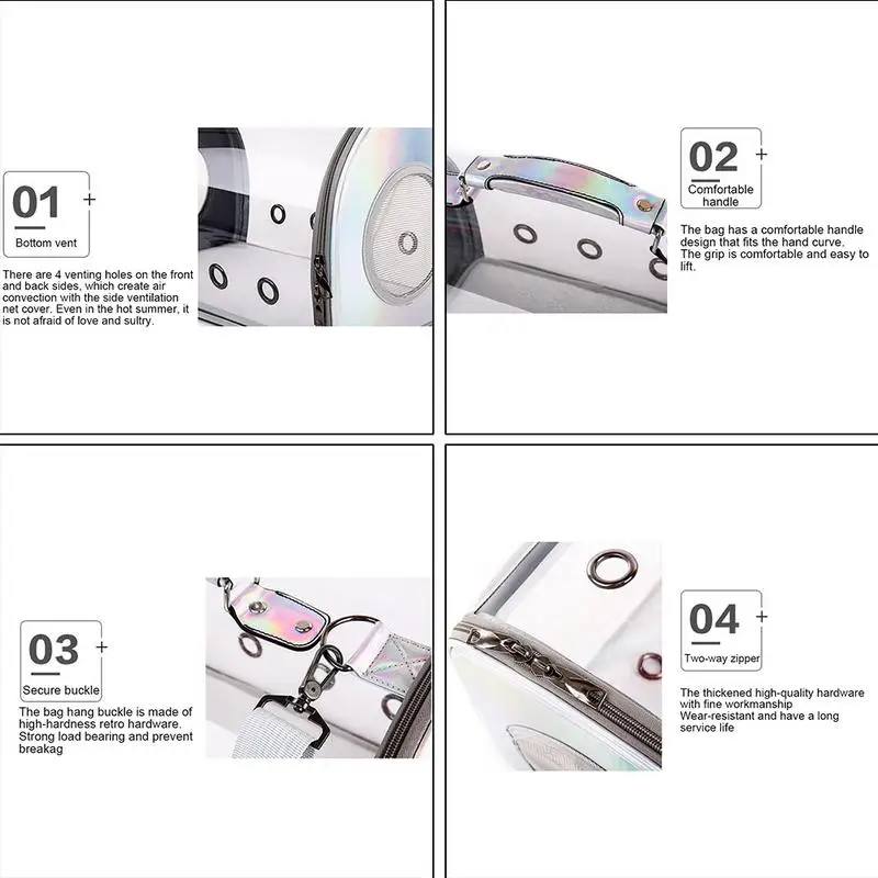 Transportín portátil con cremallera para mascotas, mochila transparente para perros y gatos, bolso de transporte transpirable para animales pequeños, cachorros y gatitos - imagen 4