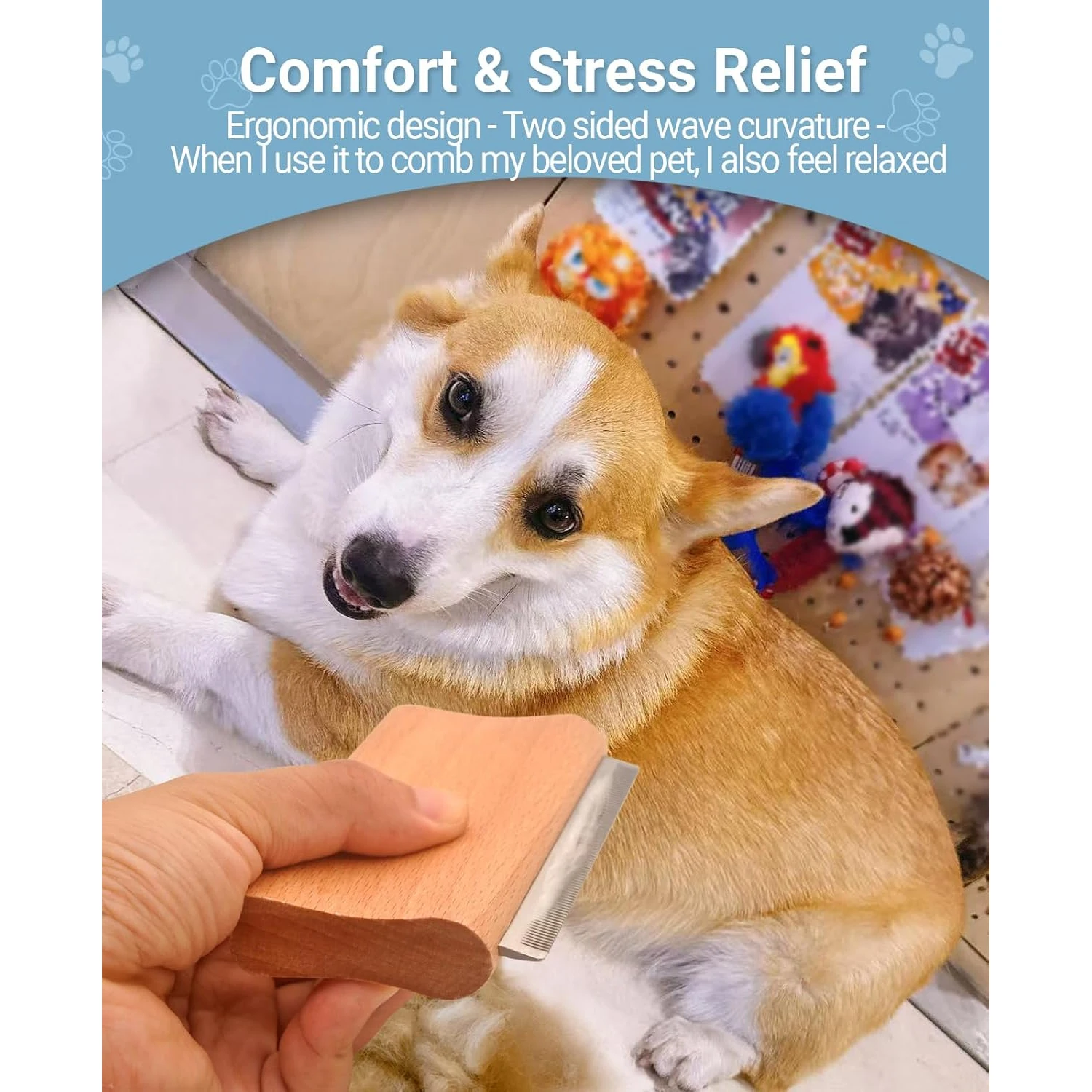 Cepillo para perros y suministros de aseo para gatos, herramienta de depilación para mascotas, ideal para todo tipo de piel, para mascotas de pelo corto y largo - imagen 2