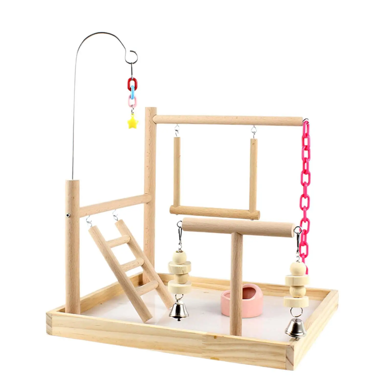 Parrot Playground Exercise Toy Wood Perch Stand for Cockatiel Budgie Macaws