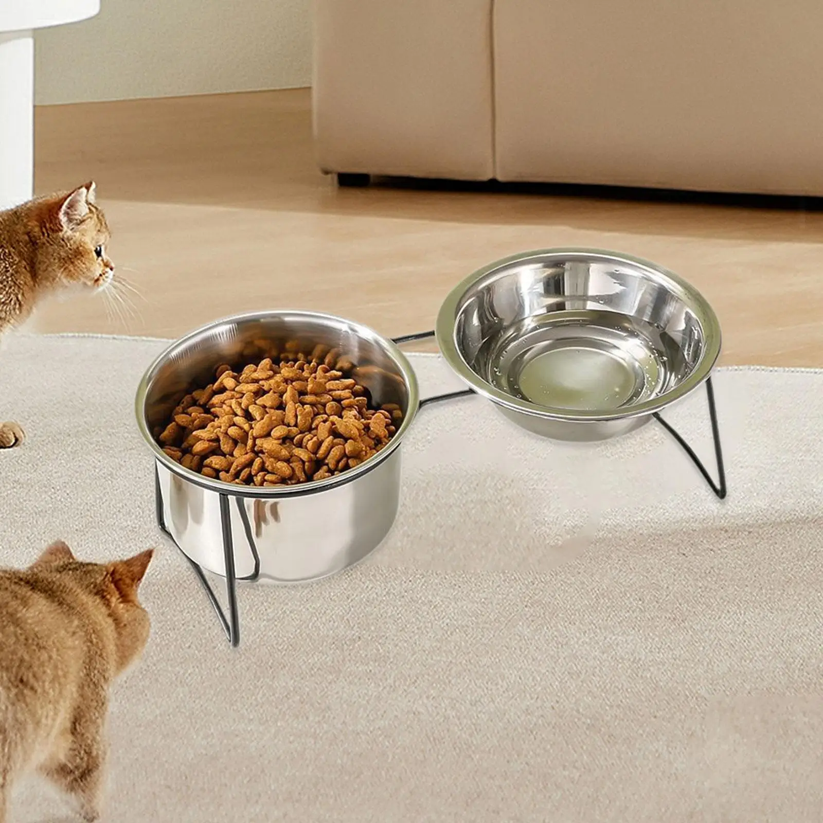 Cat Water and Food Bowl Feeder Feeder Station Feeding Dish for Kitten Kitty