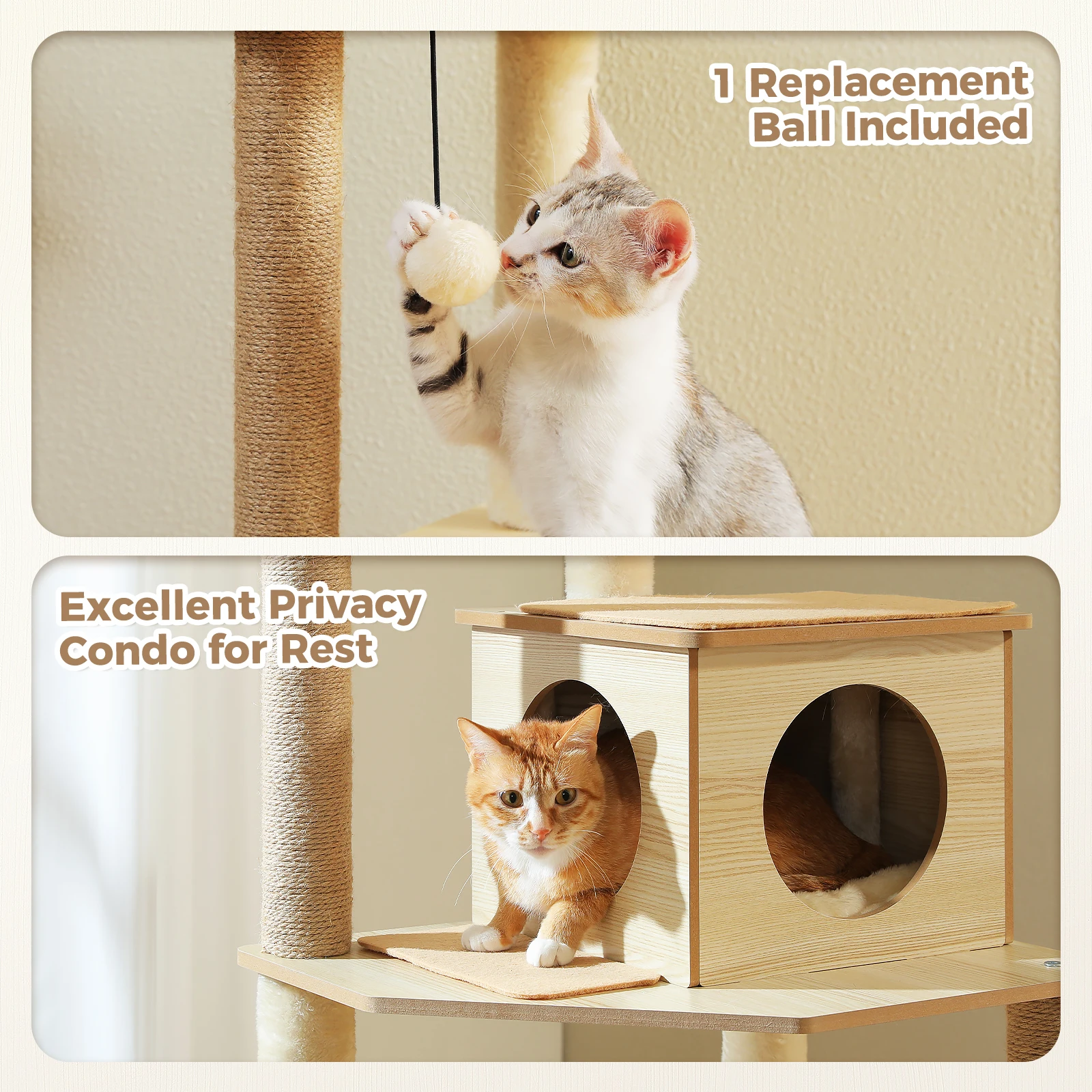 Árbol para gatos con rascadores de sisal, hamaca y cama – Varios niveles - imagen 5