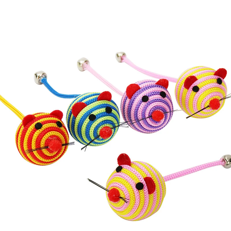 5/10 Uds. Juguetes de ratón de nailon para gatos, juguete interactivo para gatos con campana, divertido juguete de burlas para gatos, gatito duradero, juguete de animales autojuego - imagen 4