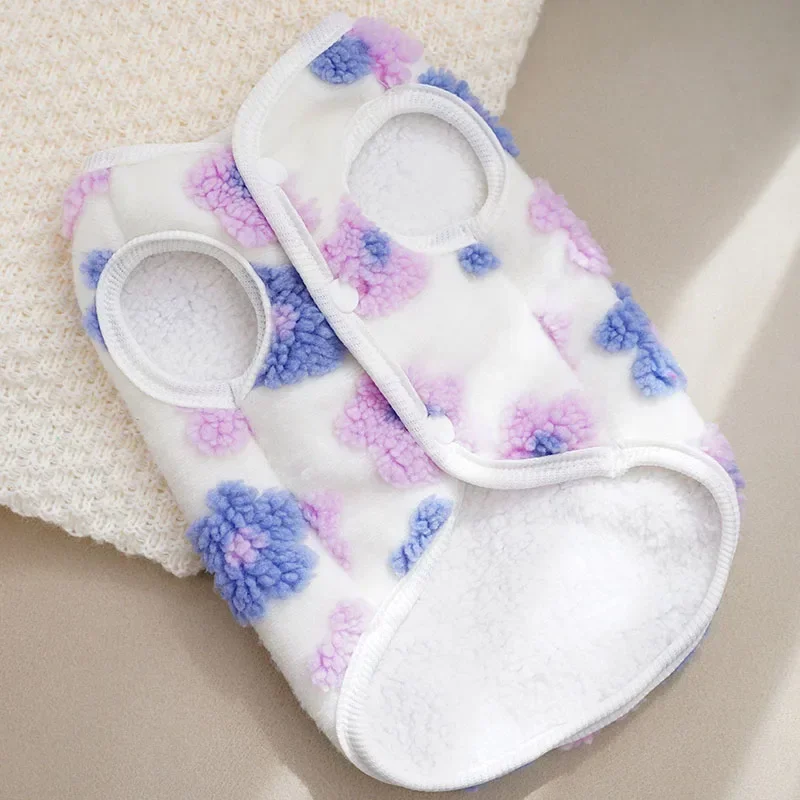 Chaqueta de moda para perros, abrigo de invierno cálido de lana para perros, chaleco con estampado bonito para cachorros, chaqueta suave para gatos, suministros para mascotas Bichon Frise - imagen 5