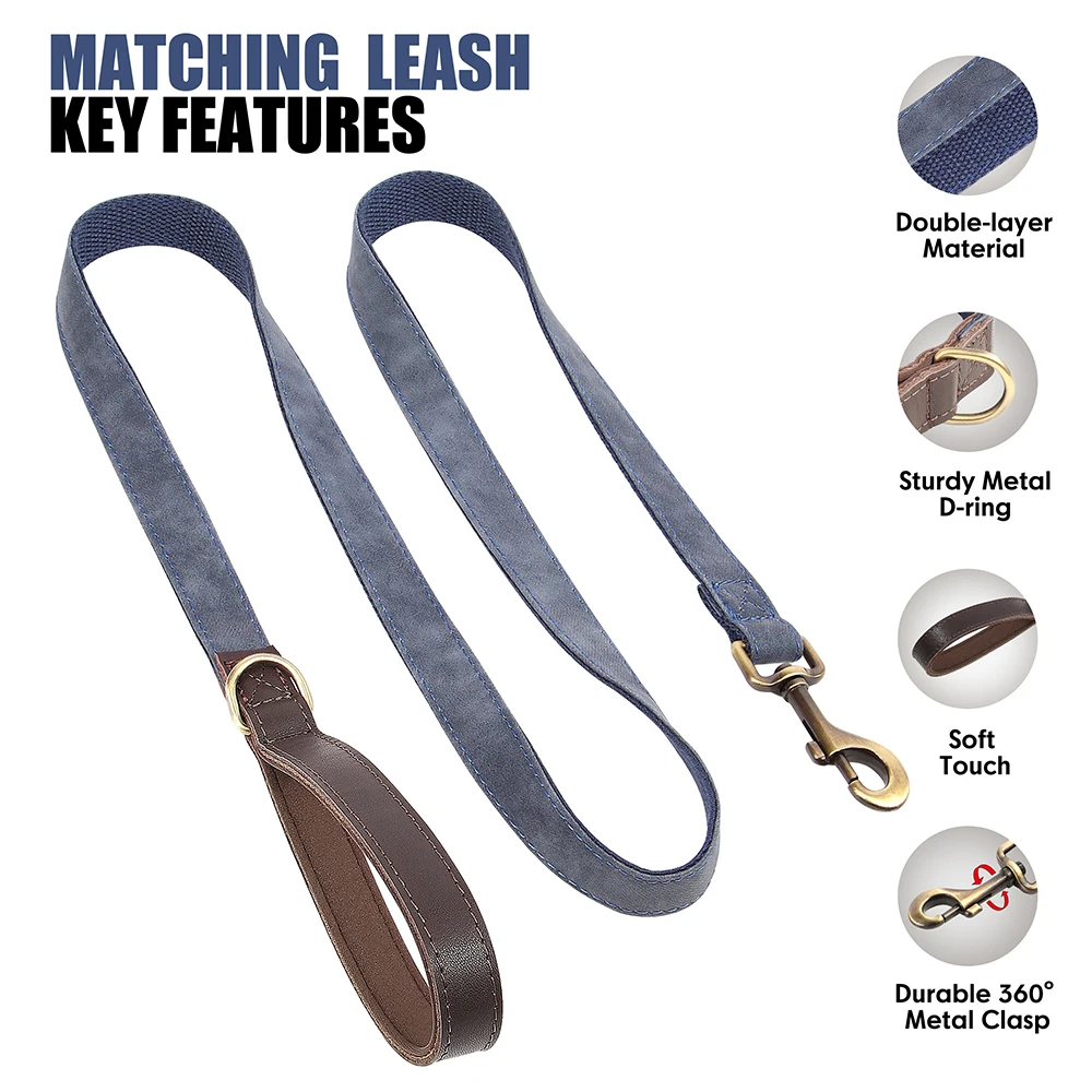 Correa de Collar de perro personalizada, collares de cuero de nailon duradero con hebilla para perro, correa para caminar para mascotas para perros pequeños y medianos Pitbull - imagen 2