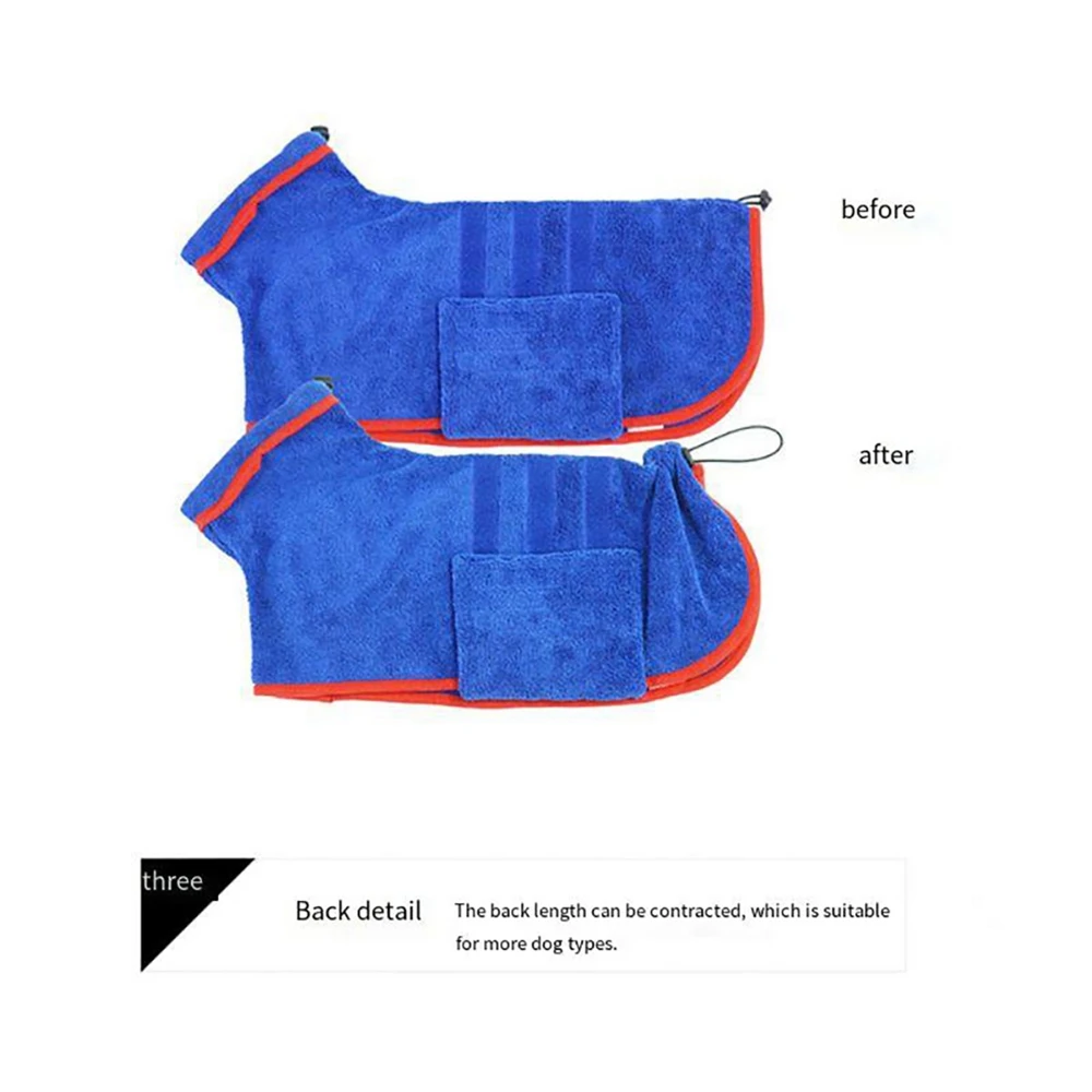 Albornoz de secado rápido para perro y gato, bolsa superabsorbente, suave y ajustable, para perros grandes y pequeños - imagen 4