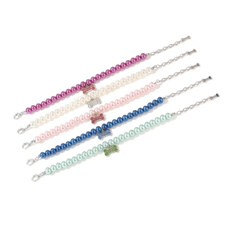 Collier pour chien en perles et strass scintillants, collier réglable de luxe avec pendentif pour petits chiens et chats, accessoire scintillant pour animaux de compagnie - imagen 4