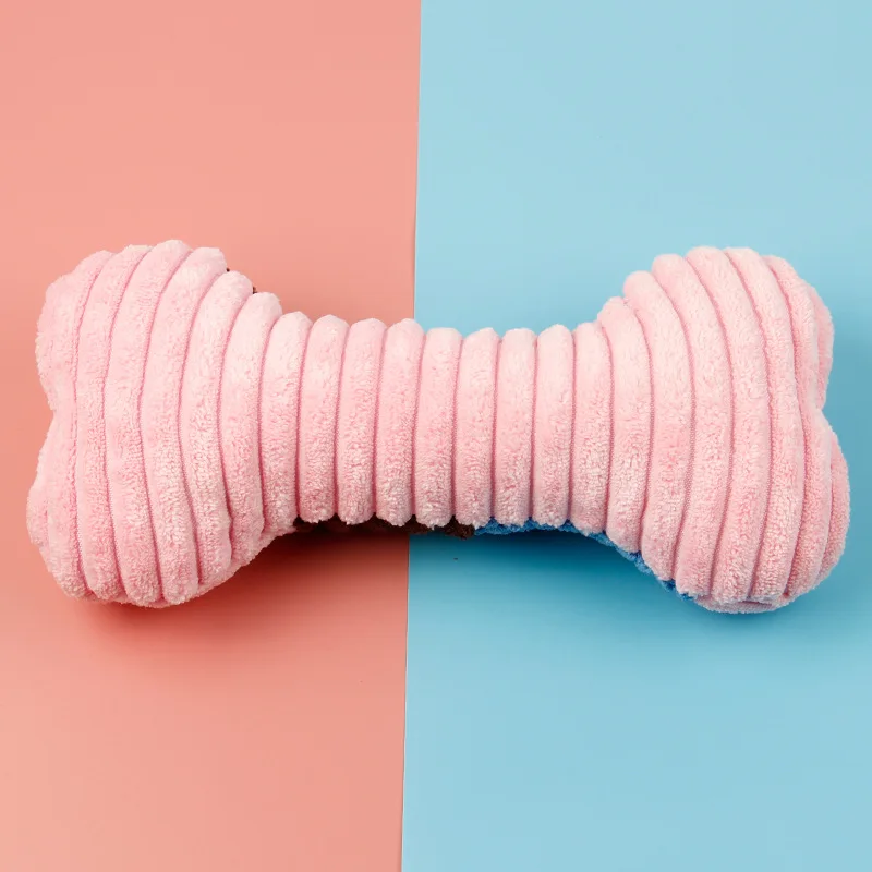 Juguete de peluche para perros con chirriador, hueso masticable resistente a mordeduras para limpieza de dientes, juguetes para masticar agresivos para cachorros - imagen 4