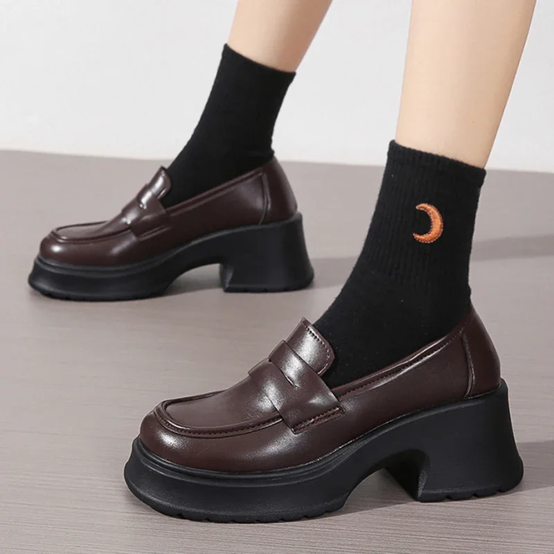 Mocasines de mujer primavera estilo británico plataforma sin cordones zapatos Mary Jane mujer uniforme japonés Jk zapatos Lolita