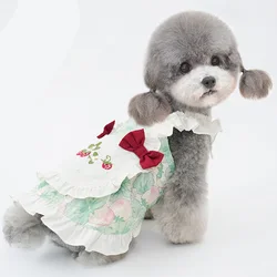 Vestido floral primavera para perro Pomerania – Elegante con lazo