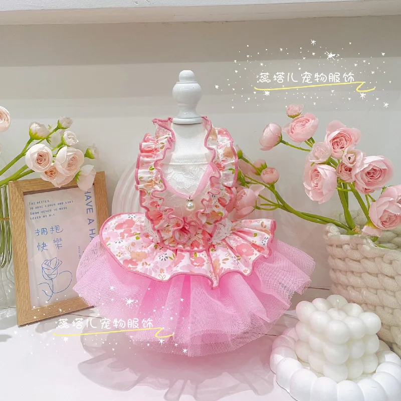 Vestido de encaje y tul para perros pequeños – Princesa Yorkie Bichón - imagen 5
