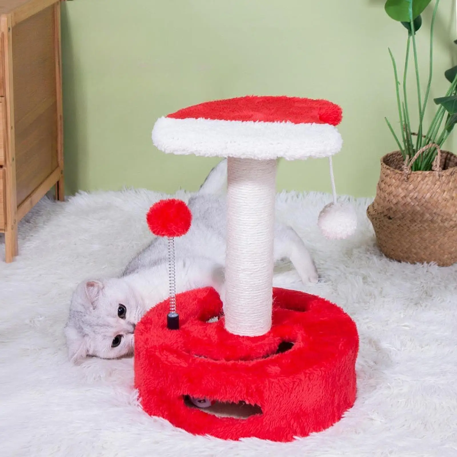 Cat Scratching Post Cat Climbing Tree with Ball Kitten Interactive Toy Cats Scratcher for Cat Kitten Indoor Playing - imagen 2