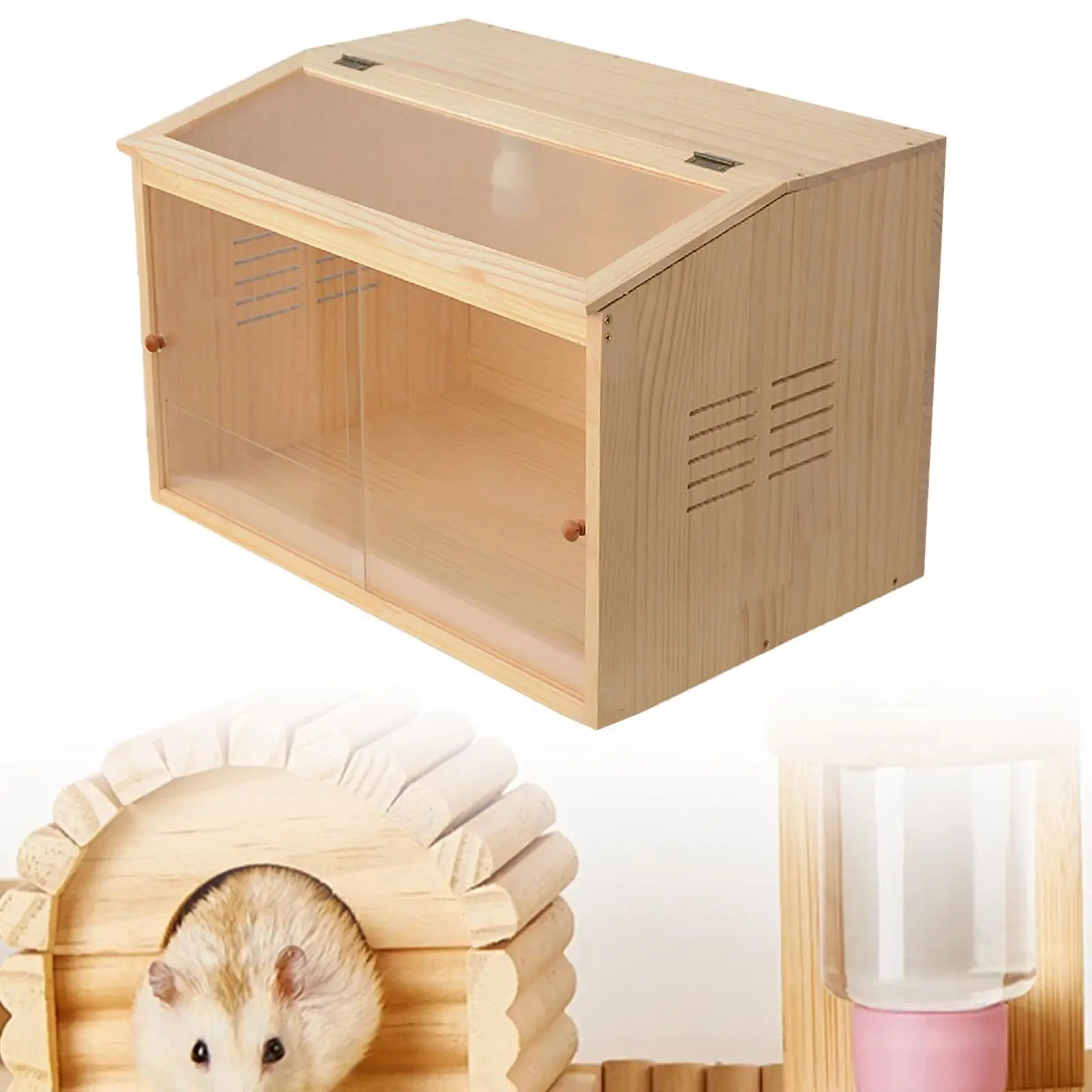 Chicken Brooder Box Hamster Cage Wood Ornamental Small Chicken Coop Hamster Breeding Box for Duck Mouse Chinchillas Sleeping