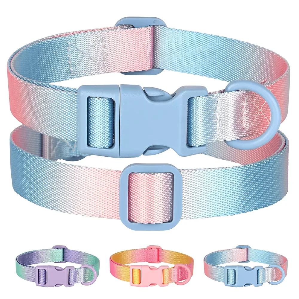 Collar de nailon ajustable para perros pequeños, collares degradados para mascotas, accesorios de moda para perros pequeños, medianos y grandes