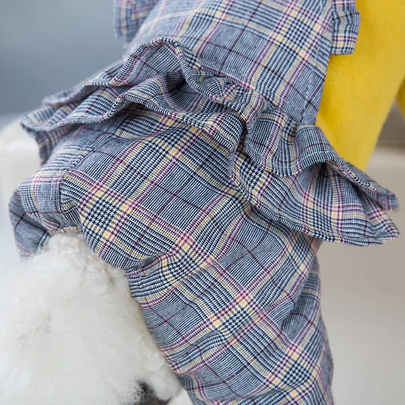 Mono a cuadros para perro, ropa gruesa de invierno para perros pequeños, ropa para cachorros, chaquetas para Chihuahua, disfraz de peluche para Caniche - imagen 4