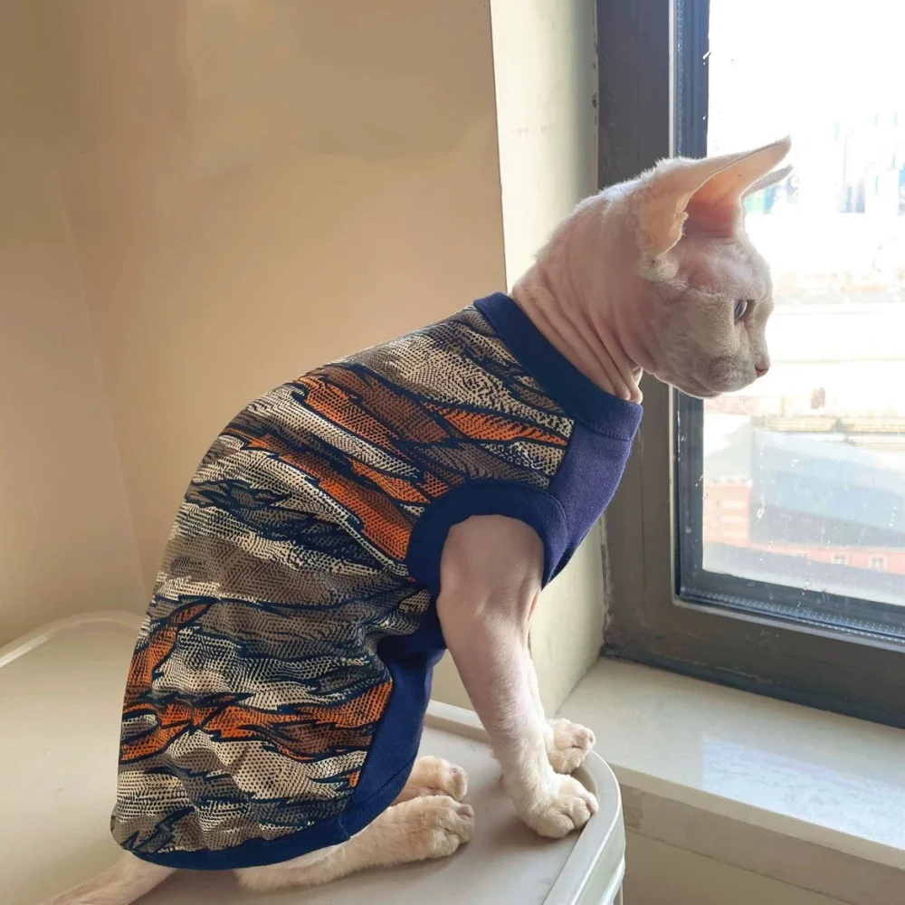 Chaleco de verano de dinosaurio de dibujos animados para gato sin pelo Camiseta de camión sin mangas de moda para Esfinge en primavera Mono suave para cachorros - imagen 4