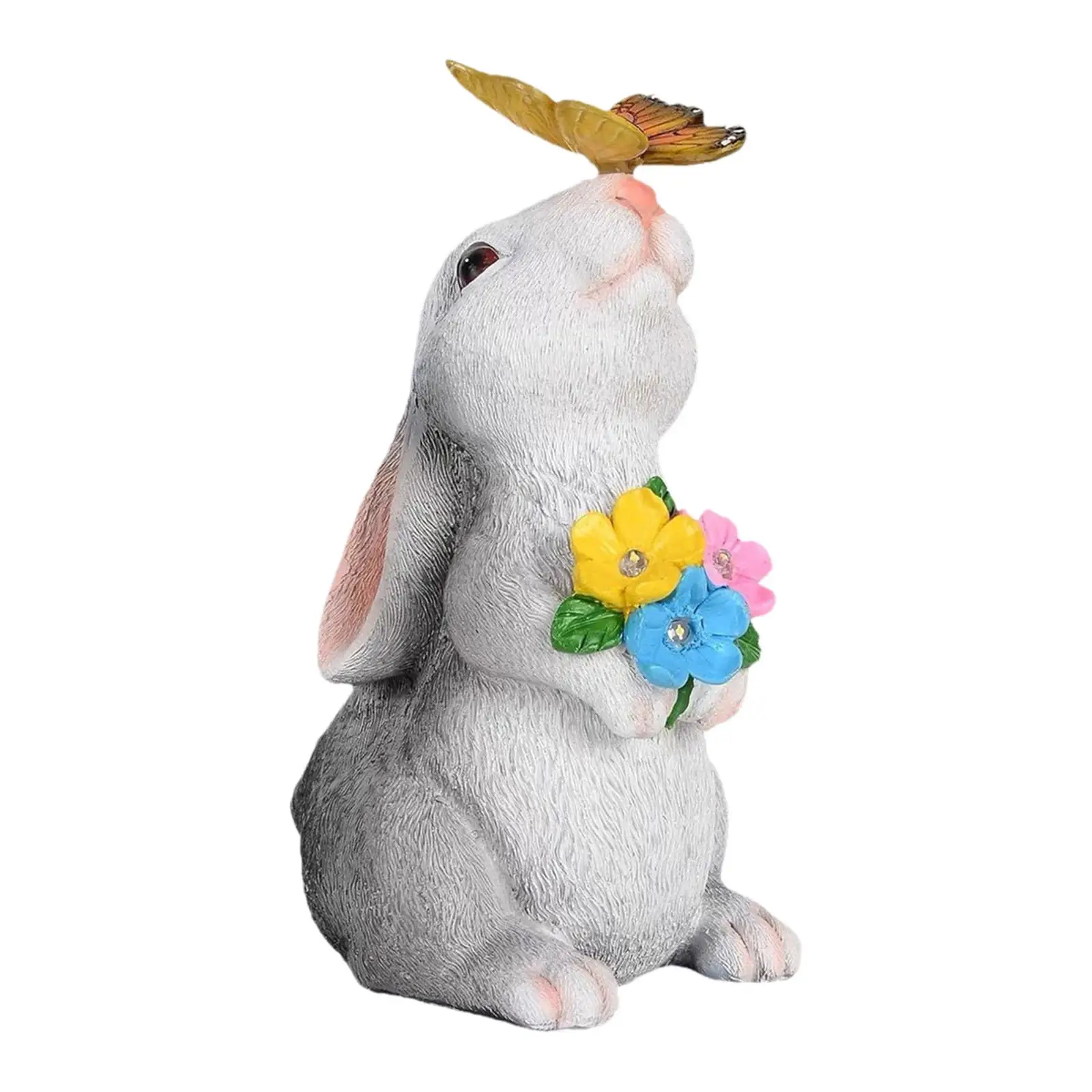 Garden Rabbit Statue Decorative Porch Luminous Entrances Lawn Flower Bed Adorable Farmhouse Pathway Resin Yard Decoration Decor