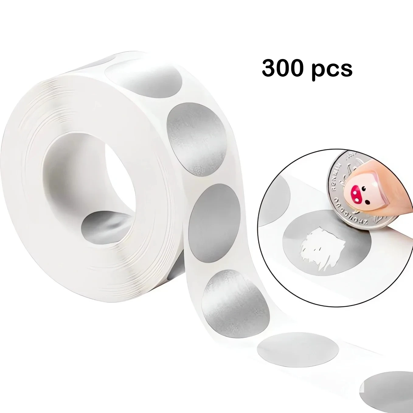 300PCS scratch silver sticker label roll explosive packaging for crafts scrapbooking DIY projects
