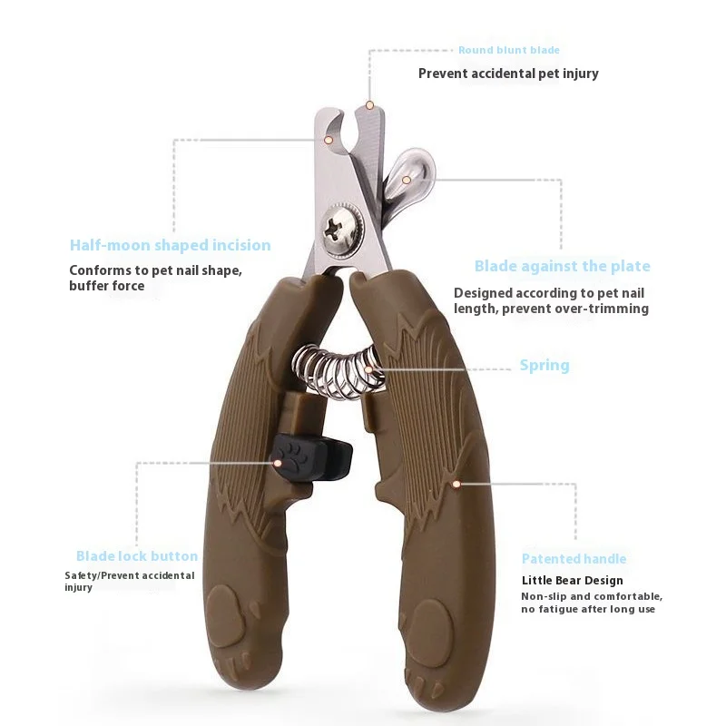 Cortauñas para mascotas con forma de oso para gatos y perros, herramienta de aseo de acero inoxidable con protector de seguridad - imagen 2