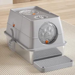 Arenero cerrado de acero inoxidable para gatos – Grande